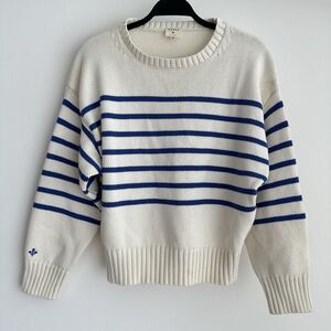 Marea by Liz Joy Lake Sweater Medium Striped Sailor Coastal Tennis Quiet Luxury